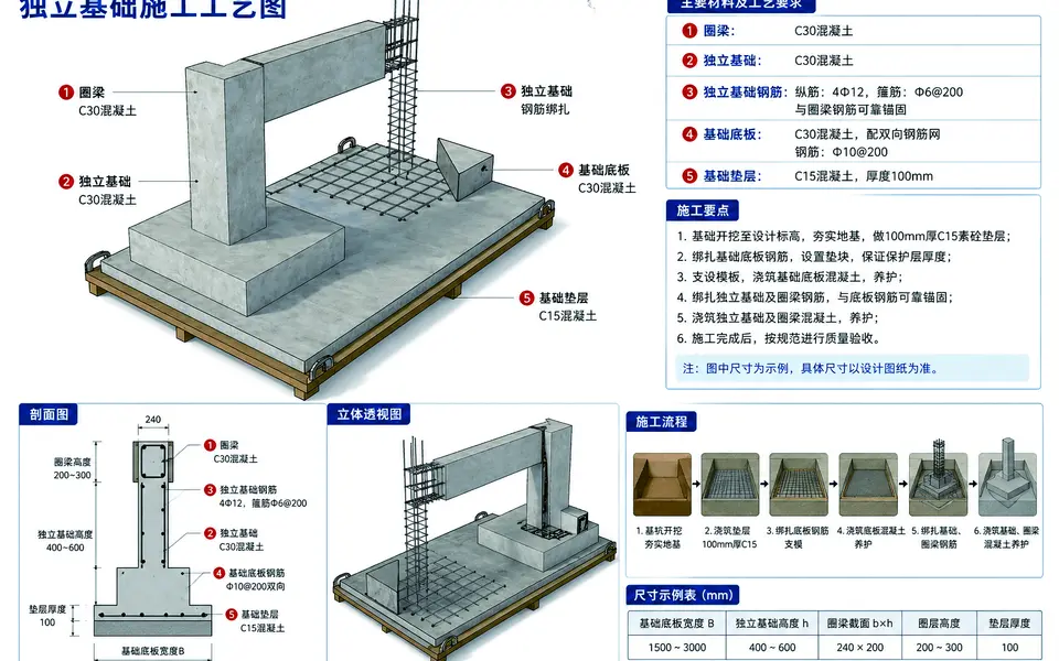 乡墅帮独立基础施工工艺客户工艺图
