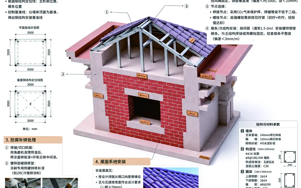 乡墅帮钢构屋面施工工艺客户工艺图